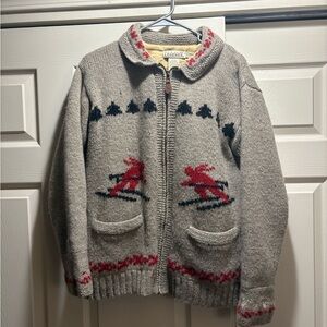 Vintage Eddie Bauer Legends Wool Ski Cardigan S Lined Alpine Skier Sweater